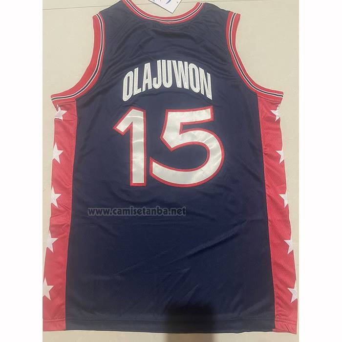 Camiseta USA 1996 Hakeem Olajuwon NO 15 Azul
